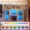 Freestanding Liquor Cabinet, Wine Bar Cabinet Coffee Bar Buffet Sideboard Storage with Wine Rack Glass Holder for Living Room, Dining Room - 2 of 4