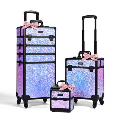 Byootique Rolling Makeup Train Case 3-Piece Cosmetic Organizer Kit