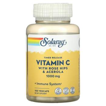 Solaray Timed Release Vitamin C with Rose Hips & Acerola, 1,000 mg, 100 VegCaps