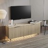 SAINTCY 68" Mid-Century Modern Fluted Sideboard Cabinet with 4 Doors, LED Lights, Adjustable Shelves – Wine/Coffee Bar & Dining/Living Room Storage - 3 of 4
