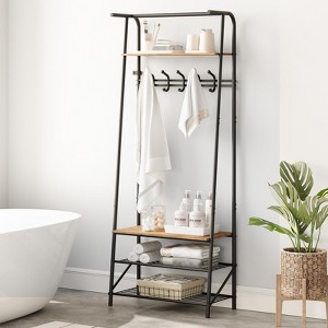Jojoka Coat Rack Shoe Bench with Hooks and Shelves, 4-in-1 Entryway Hall Tree with Storage - 1 of 4
