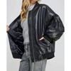 Women's Zip Up Pockets PU Faux Leather Bomber Jacket - Miss Love - 3 of 4