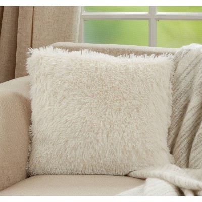 Ivory Faux Fur Medium Square Decorative Pillow Set