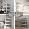 Modern Sideboard Decorative Storage Cabinet, 3-Pack Transparent Stackable Storage Bins with 5 Doors and Wheels, Folding Plastic Craft Container, White - 3 of 4