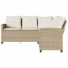vidaXL l-Shaped Outdoor Couch/Beige Patio Sofa - Poly Rattan Seating - Garden/Backyard/Patio Furniture - 72.4"x72.4"x31.5" - Removable Cushions - 3 of 4