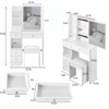 FONTOI Vanity Table&Cushioned Stool, Fashionable Dresser with Sliding Mirror&Drawers for Bedroom Small Space, White, 12.6"*50.4"*29.2" - 3 of 4