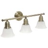3 Light Metal and Alabaster White Glass Shade Vanity Wall Light Fixture with Metal Accents - Lalia Home - 3 of 4