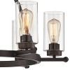 Franklin Iron Works Holman Bronze Wagon Wheel Chandelier 26 3/4" Wide Rustic Farmhouse Clear Glass 6-Light Fixture for Dining Room Kitchen Island Home - 3 of 4