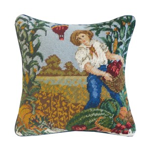 C&F Home 14" x 14" Farmer Boy Needlepoint Wool Blend Accent Throw Pillow - 1 of 3