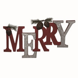 Transpac Wood Red Christmas Merry Wall Decor - 1 of 2