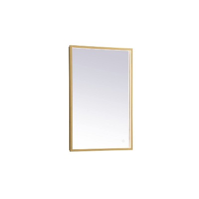 Elegant Lighting Pier 18x30 inch LED Mirror with Adjustable Color Temperature 3000K/4200K/6400K in Brass