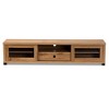 Beasley Wood 1 Drawer TV Stand for TVs up to 65" Oak Brown/Black - Baxton Studio: Media Entertainment Center - 3 of 4