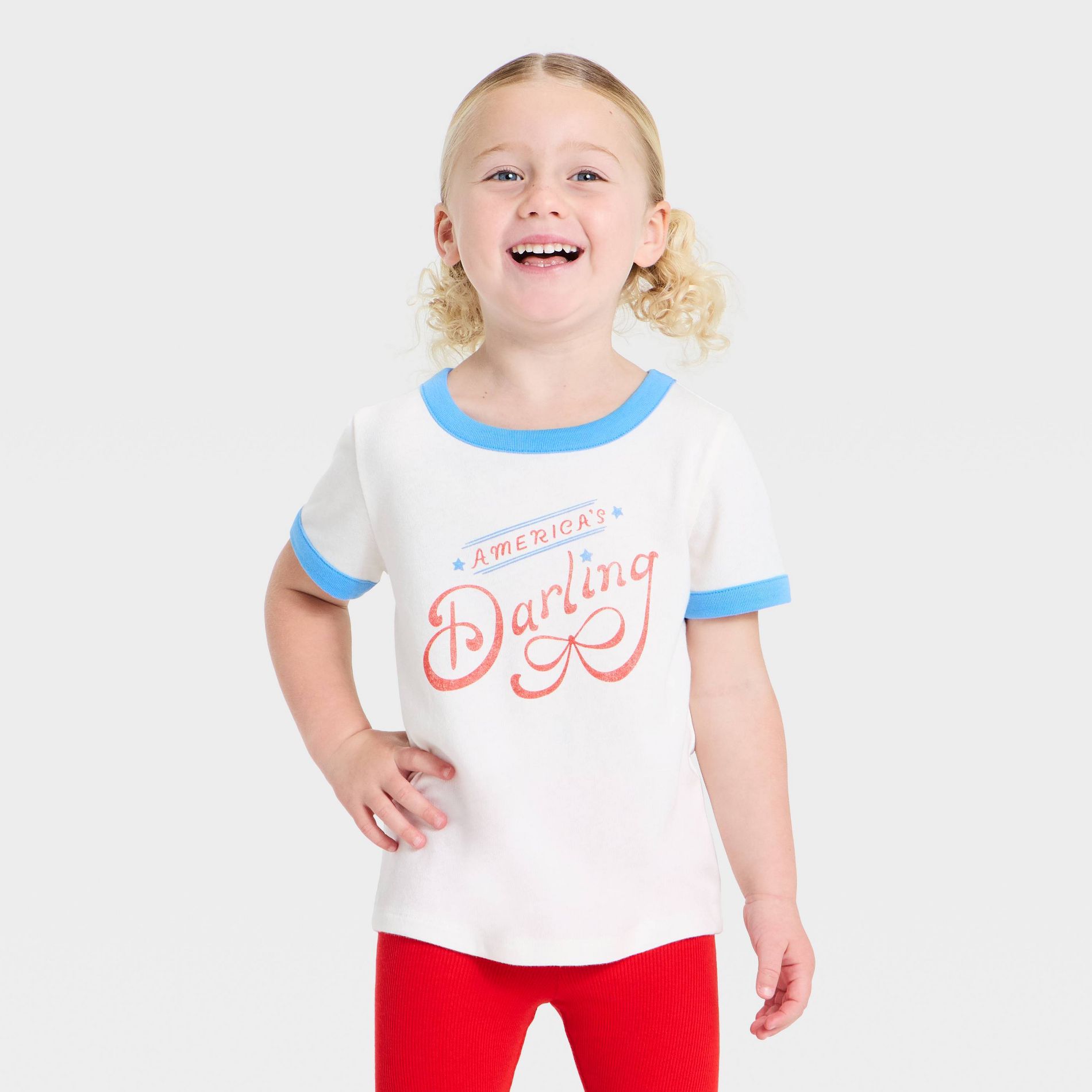 Toddler Girls' Short Sleeve Americas Darling Classic T-Shirt - Cat & Jack™ Cream