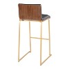 LumiSource Set of 2 30" Mason Mara Barstools Gold Metal Walnut PU Leather - 4 of 4