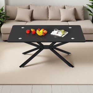 39.37" Glass Coffee Table with Gold Metal Legs - 1 of 4