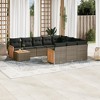 vidaXL 11 Piece Patio Sofa Set with Cushions Black Poly Rattan - Gray and Dark Gray - 2 of 4