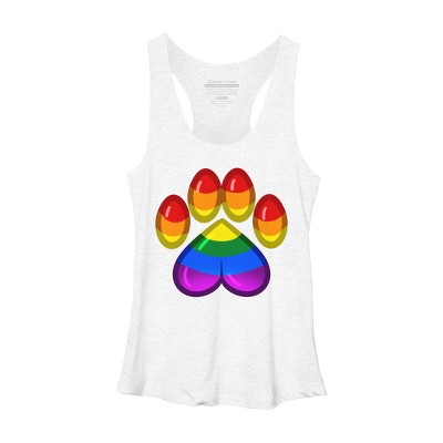 Adult Design By Humans Rainbow Pride Heart Pawprint By leashonlife Racerback Tank Top