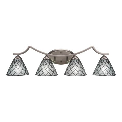 Toltec Lighting Zilo 4 - Light Vanity in  Graphite with 7" Diamond Ice Art Glass Shade