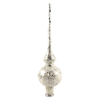 Golden Bell Collection 11.0" Porcelain White Finial W/ Stars Tree Topper Christmas  -  Tree Toppers