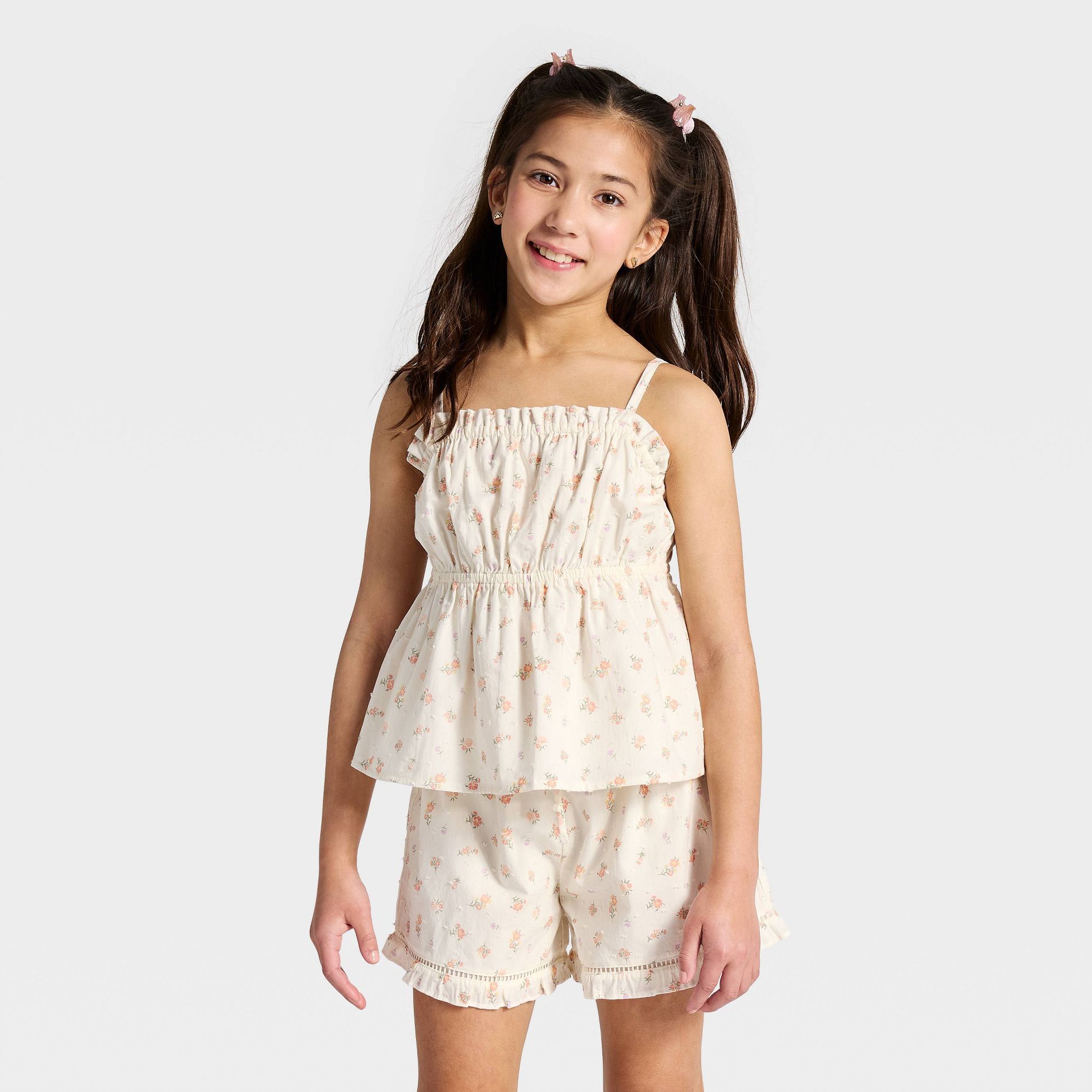 Girls' Swiss Dot Babydoll Floral Printed Tank Top - Cat & Jack™