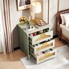 NicBex 15.75 Inch Nightstand with 3 Rattan Drawers Modern Side Table with Metal Handles and Wood Legs for Bedroom,Living Room,Green - 4 of 4