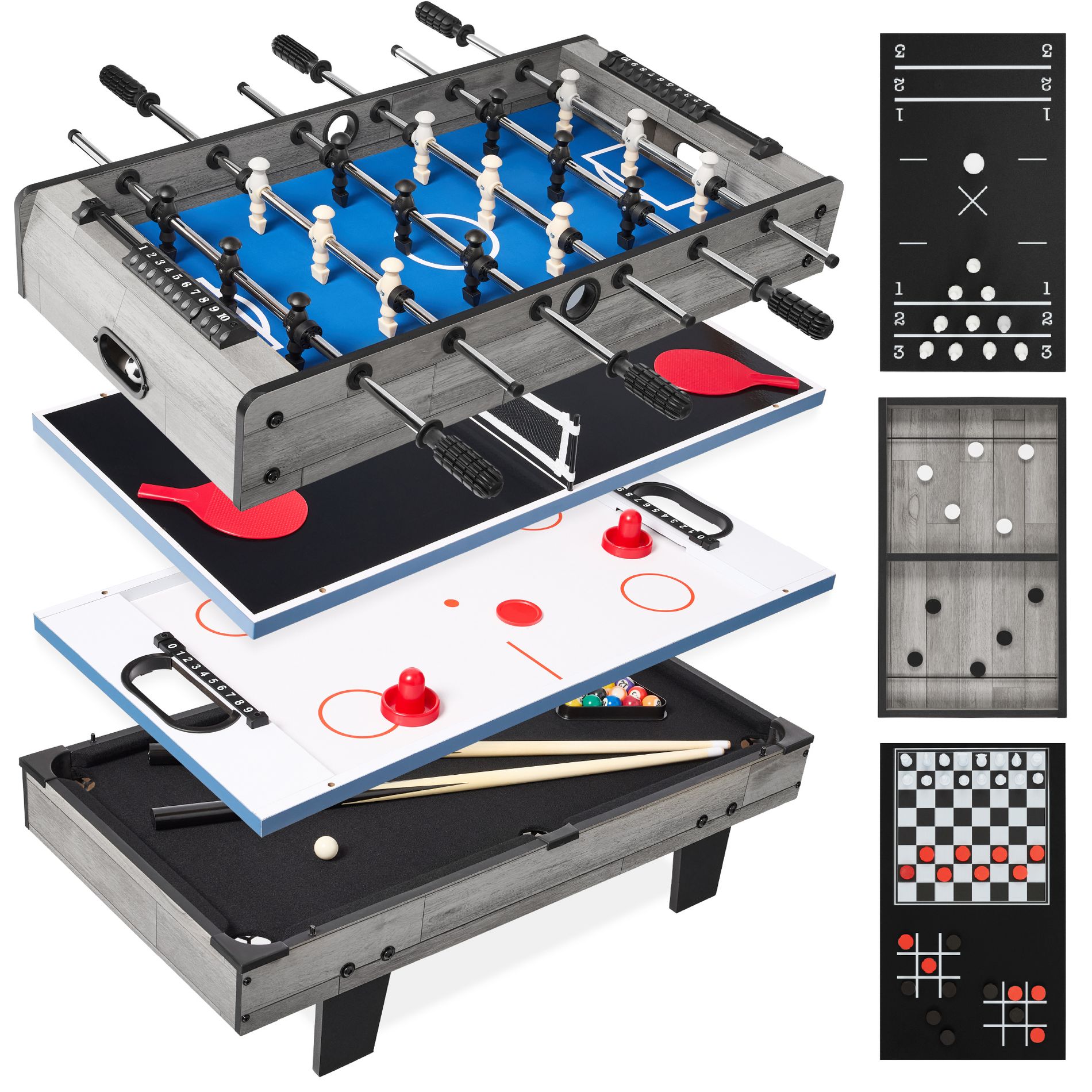 Best Choice Products Multi-Game Table Set for Kids, 4-in-1 & 11-in-1 Combo w/ Pool, Ping Pong, Foosball, Air Hockey & Accessories