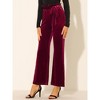 Allegra K Women's Velvet Tie Waist Stretchy Wide Leg Pants with Pockets - 2 of 4