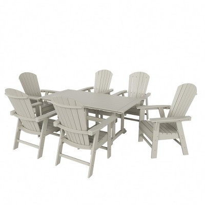 WestinTrends 7 Piece Outdoor Patio Dining Table and Adirondack Armchair Set