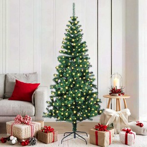 Artificial Pre-lit Christmas Tree Green 70.9" PVC and Metal - 1 of 4