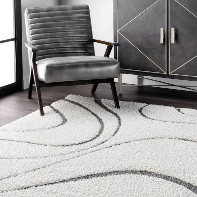 Reversible Beige Shag Rectangular Area Rug with Easy Care