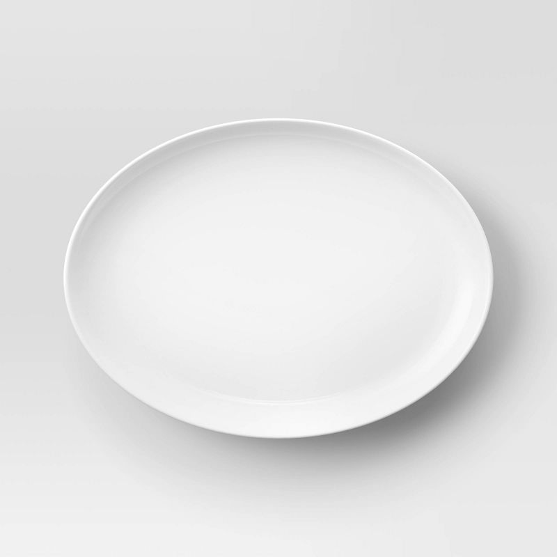 18&#34; x 14&#34; Porcelain Oval Serving Platter White - Threshold&#8482;, 3 of 4