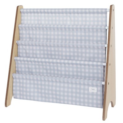 3 Sprouts Recycled Fabric Kids Bookcase, Toddler Bookshelf - Blue Gingham