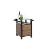 LunaLulinlk Outdoor Kitchen Wicker Island Rolling Cart, Brown - 3 of 4