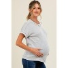 Pinkblush Heather Grey Ribbed Exposed Seam Maternity Short Sleeve Top - 3 of 4