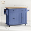 Aghana Digitals Mobile Kitchen Island Cart with Rubberwood Top, 2 Drawers, 2 Cabinets, Spice & - 2 of 4