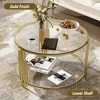 TIRAMISUBEST Modern Round Glass Coffee Table with Bottom Shelf, Elegant Design Center Table Cocktail Table for Living Room - 4 of 4