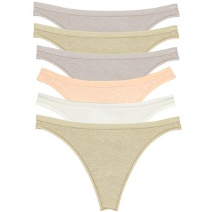 Felina Women's Organic Cotton Thong Underwear, 6-Pack - 1 of 1