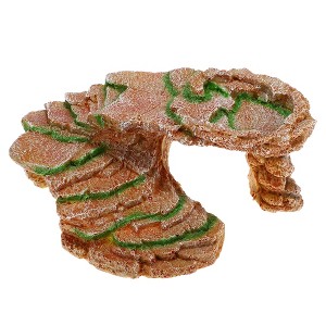 Unique Bargains Resin Tortoise Rock Turtle Basking Platform 9.7"x6.7"x4.1" Orange Green 1 Pcs - 1 of 4
