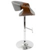 Mid-Century Modern Adjustable Swivel Barstool with Metal Base and Bent Wood Armrests, Set of 2 - 4 of 4