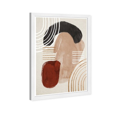 Wynwood Studio 13" x 19" Ornament and Rake Abstract Unframed Canvas Wall Art White/Brown: Modern Style, Digital Botanical Art