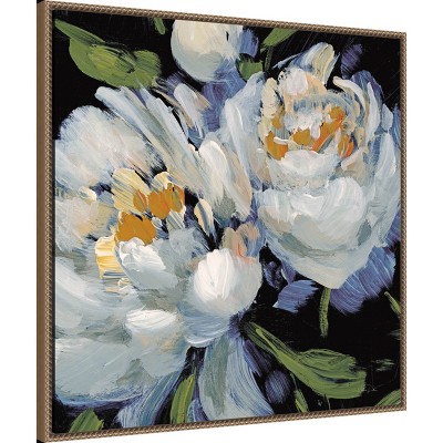 Beaded Bronze Framed Impressionist Peony Canvas Wall Art