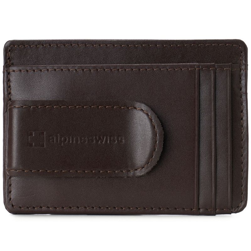 Alpine Swiss Dermot Mens RFID Safe Money Clip Minimalist Wallet Smooth Leather Comes in Gift Box, 1 of 7