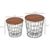 End Tables Set of 2, Nesting Tables with Storage, Round Accent Side Tables with Removable Top for Living Room, Black/ Brown - 3 of 4