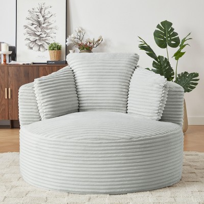 NicBex Compressible Corduroy Round Chair with Cushioned Backrest, Modern Comfy Chair for Living Room,Office,Apartment