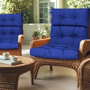 2 Pcs Set High Back Patio Chair Cushions, Tufted Rocking Chair Cushions - 1 of 4