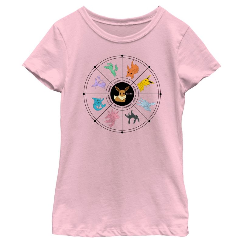 Girl's Pokemon Evolutions Wheel T-Shirt, 1 of 5