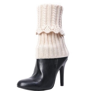 Memoi Donner Scalloped Rib Fold-Over Boot Topper Black One Size - 1 of 1