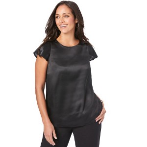 Jessica London Women's Plus Size Satin Blouse - 1 of 4