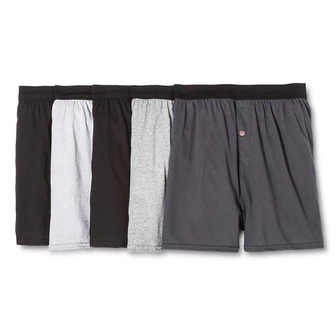 Hanes Men's Knit Boxer Shorts 5pk - Black/gray : Target
