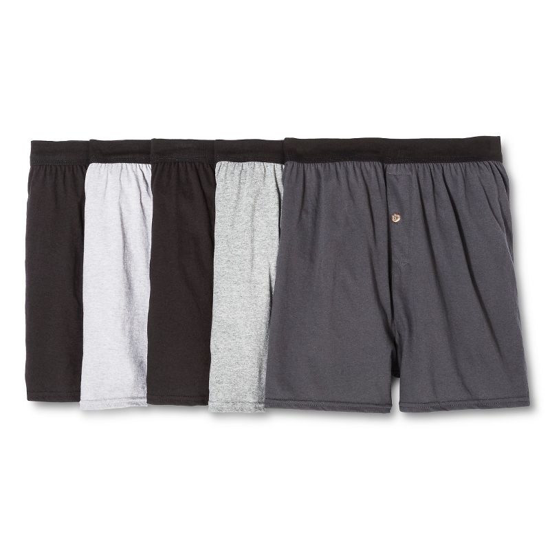 Hanes Men's Knit Boxer Shorts 5pk - Black/Gray, 1 of 2